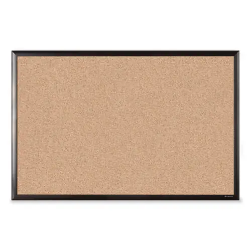 U Brands Cork Bulletin Board with Aluminum Frame, Tan Surface, Black Frame, 36" x 24" (Actual Size: 35" x 23")