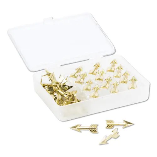 U Brands Fashion Push Pins, Steel, Gold, 36/Pack