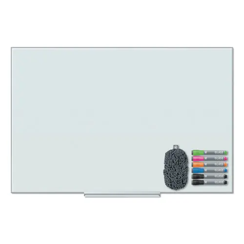 U Brands Floating Glass Dry Erase Board, 48" x 36", White Surface