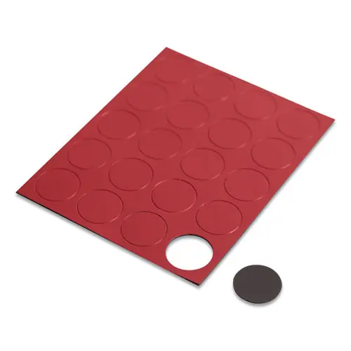 U Brands Heavy-Duty Board Magnets, Circles, 0.75" Diameter, Red, 20/Pack