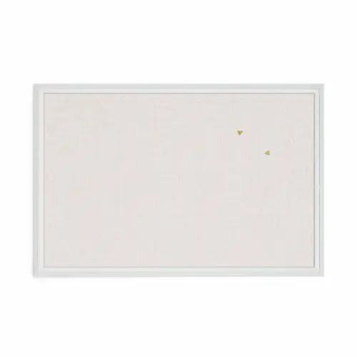 U Brands Linen Bulletin Board with Decor Frame, 30" x 20", Tan Surface, White Wood Frame