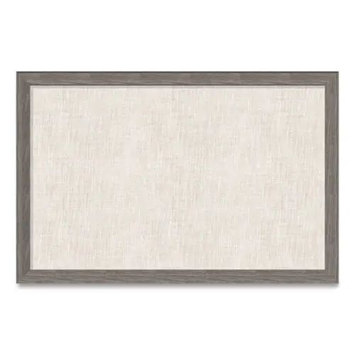 U Brands Linen Bulletin Board with Rustic Rustic Frame, 36" x 24", Beige Surface, Brown Wood Frame