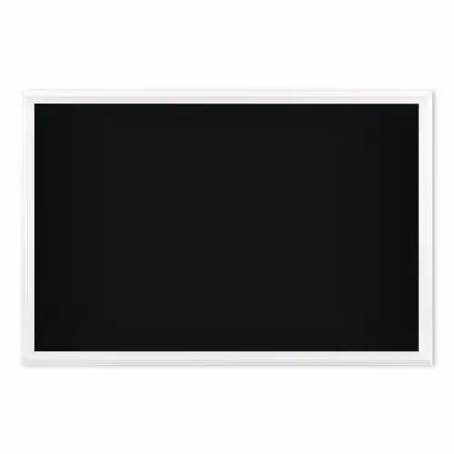 U Brands Magnetic Chalkboard with Decor Frame, Black Surface, White Wood Frame
