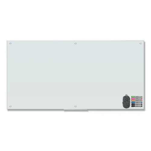 U Brands Magnetic Glass Dry Erase Board Value Pack, 70" x 35", Frosted White Surface