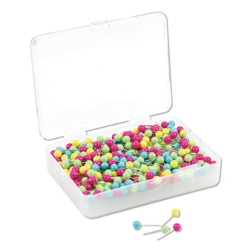 U Brands Map Push Pins, Plastic, Assorted Colors, 0.5", 300/Pack