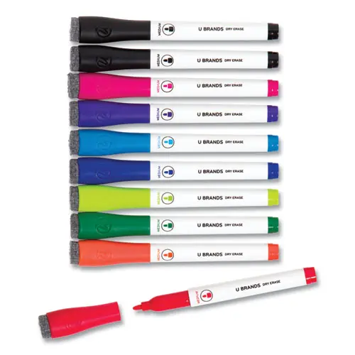 U Brands Medium Point Dry Erase Markers, Medium Tip, Assorted Colors, 10/Pack
