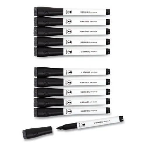 U Brands Medium Point Low-Odor Dry-Erase Markers with Erasers