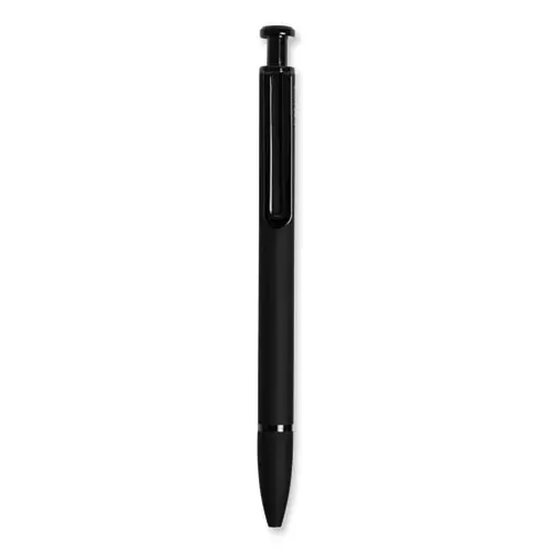 U Brands Monterey Soft Touch Ballpoint Pen, Retractable, Medium 1 mm, Black Ink, Midnight Barrel, 12/Pack