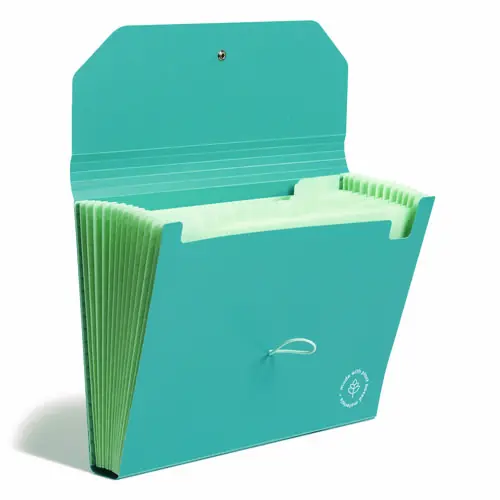 U Brands U-Eco 13-Pocket Expandable File, Letter Size, Ocean
