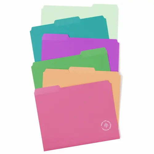 U Brands U-Eco Poly File Folders, 1/3 Cut Tabs, Letter Size, 0.5" Expansion, Assorted Colors, 24/Pack