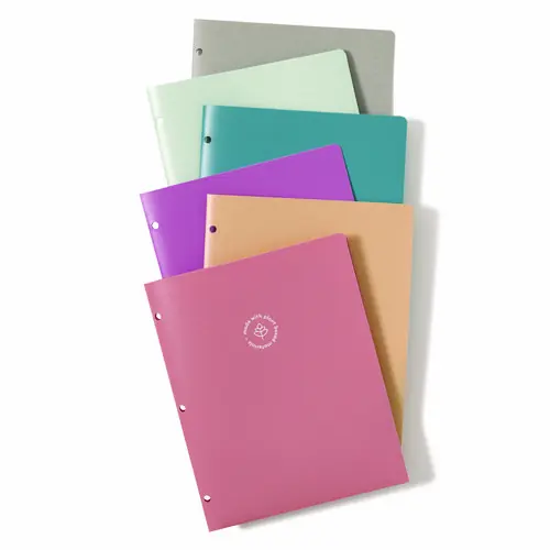 U Brands U-Eco Poly Two-Pocket Folders, Three-Hole Punched, Poly/Wheat Straw, 11 x 8.5, Assorted, 12/Pack