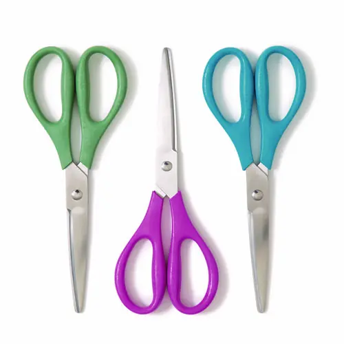 U Brands U-Eco Scissors, 9.45" Long, 3" Cut Length, Straight Assorted Color Handles, 3/Pack