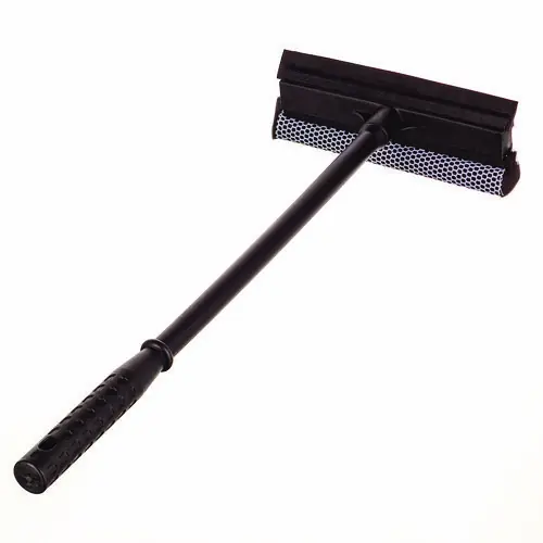 Unger® Auto Squeegee, Black, 8" Rubber Blade, 8" Mesh Scrubber, 21" Plastic Handle with Grip