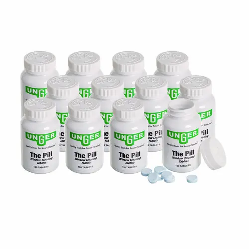 Unger® Pill Window Cleaning Tablets, 100 Tablets/Bottle, 12 Bottles/Carton
