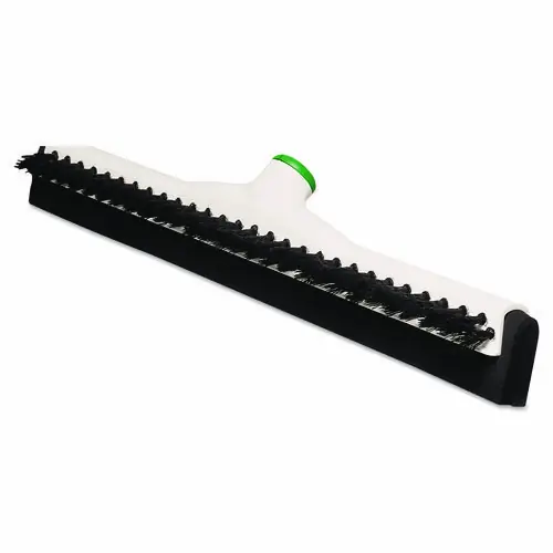 Unger® Sanitary Brush with Squeegee, Black Polypropylene Bristles, Moss Plastic Handle, 18"
