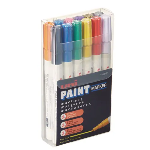 uni®-Paint Permanent Marker, Fine Bullet Tip, Assorted Colors, 12/Set