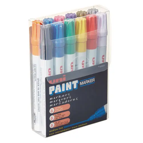 uni®-Paint Permanent Marker, Medium Bullet Tip, Assorted Colors, 12/Set
