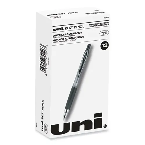 uniball® 207 Mechanical Pencil, 0.7 mm, HB (#2), Black Lead, Black Barrel, Dozen