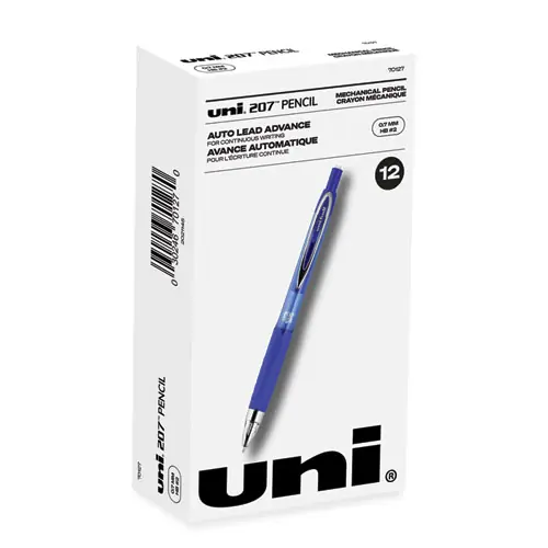 uniball® 207 Mechanical Pencil, 0.7 mm, HB (#2), Black Lead, Blue Barrel, Dozen