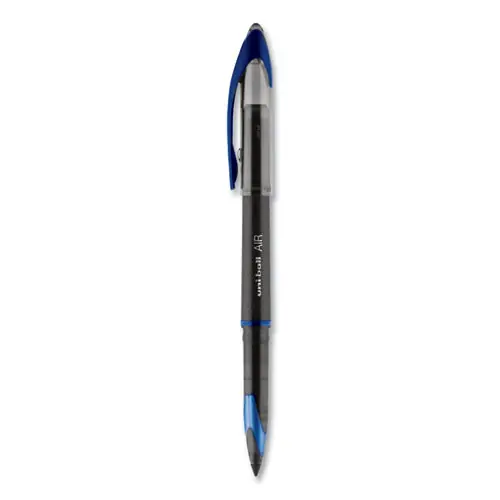 uniball® AIR Porous Gel Pen, Medium 0.7 mm, Blue Ink, Black/Blue Barrel, 3/Pack