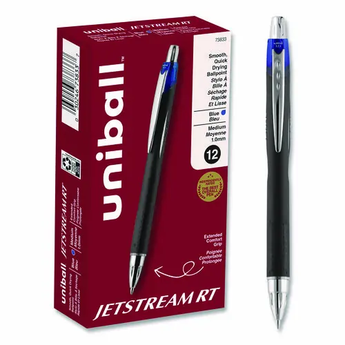 uniball® Jetstream Hybrid Gel Pen, Retractable, Bold 1 mm, Blue Ink, Black/Silver/Blue Barrel