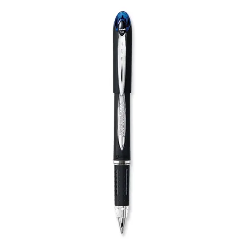 uniball® Jetstream Hybrid Gel Pen, Stick, Bold 1 mm, Blue Ink, Black/Silver/Blue Barrel