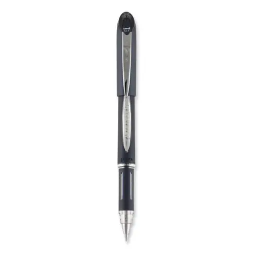uniball® Jetstream Hybrid Gel Pen, Stick, Fine 0.7 mm, Black Ink, Black/Silver Barrel
