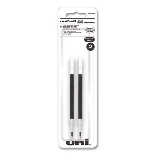 uniball® Refill for Signo Gel 207 Pens, Medium 0.7 mm Conical Tip, Black Ink, 2/Pack