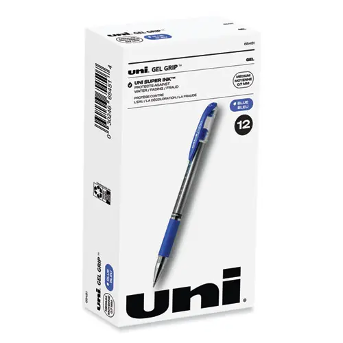 uniball® Signo GRIP Gel Pen, Medium Point, 0.7 mm, Blue Ink, Dozen