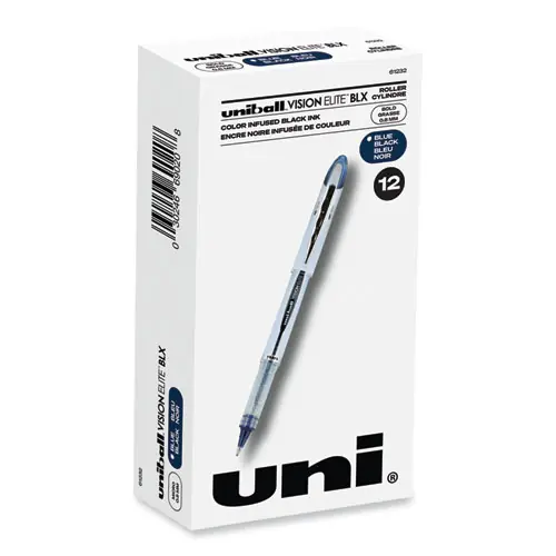 uniball® VISION ELITE BLX Series Hybrid Gel Pen, Bold 0.8 mm, Blue-Infused Black Ink