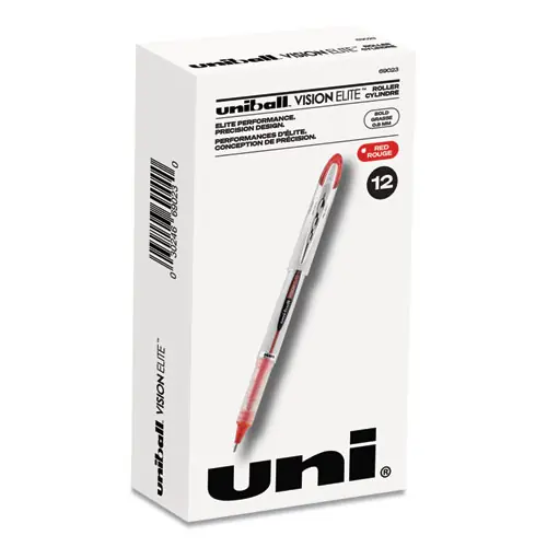 uniball® VISION ELITE Hybrid Gel Pen, Bold Point, 0.8 mm, Red Ink, White/Red/Clear Barrel