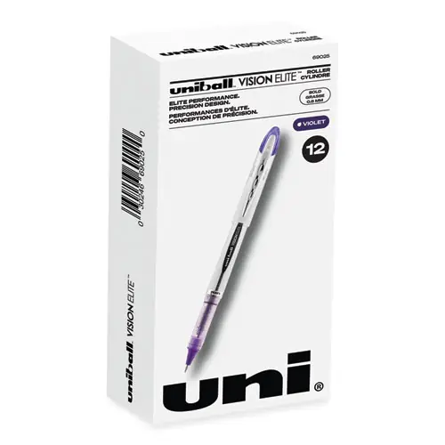 uniball® VISION ELITE Hybrid Gel Pen, Stick, Bold 0.8 mm, Violet Ink, White/Violet/Clear Barrel