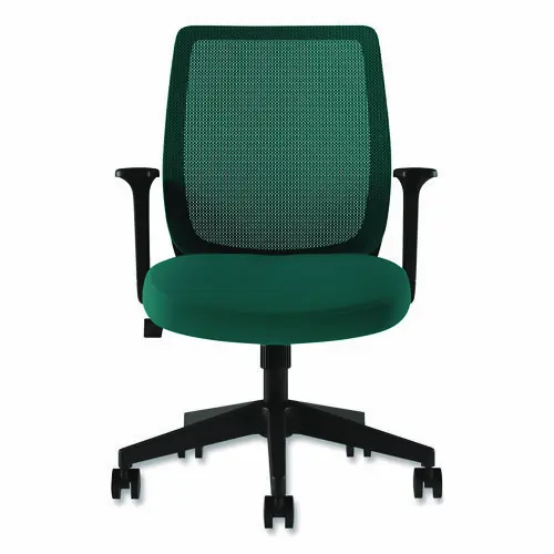 Union & Scale™ Essentials Mesh Back Fabric Task Chair with Arms, Supports Up to 275 lb, Teal Fabric Seat/Mesh Back, Black Base