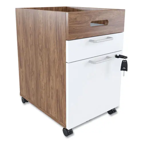 Union & Scale™ Essentials Mobile Pedestal File, 2-Drawer, Box/File, Legal/Letter, White/Espresso
