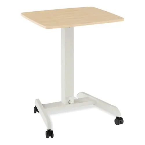 Union & Scale™ Essentials Sit-Stand Single-Column Mobile Workstation, Natural Wood/Light Gray