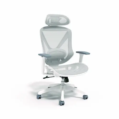 Union & Scale™ FlexFit Dexley Mesh Task Chair, Gray Seat & Back, White Base, Supports Up to 275 lb