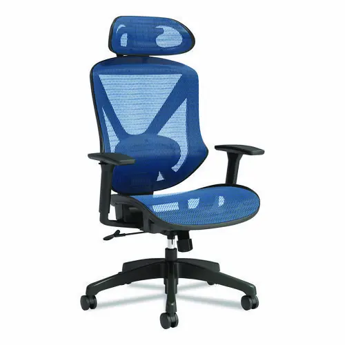 Union & Scale™ FlexFit Dexley Mesh Task Chair, Supports Up to 275 lb, Blue Seat/Back, Black Base