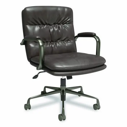 Union & Scale™ Industria 3-40C Bonded Leather Swivel Manager Chair, Supports Up to 275 lbs, 18.31"-22.05" Seat Height, Gray