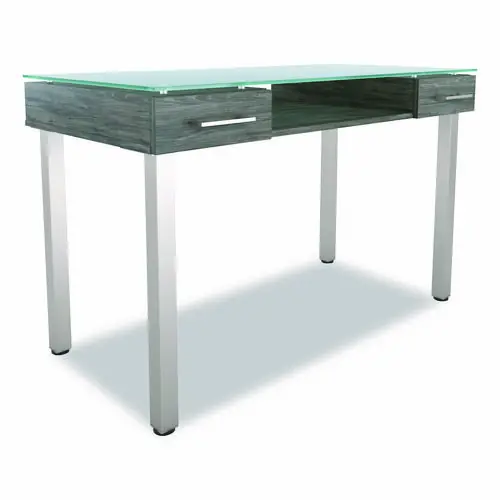 Union & Scale™ Prestige Glass Writing Desk, Gray