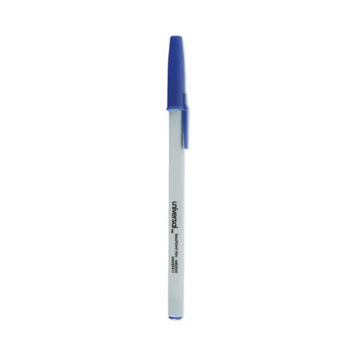 Universal™ Ballpoint Pen, Stick, Medium, 1 mm, Blue Ink, Gray/Blue Barrel, Dozen