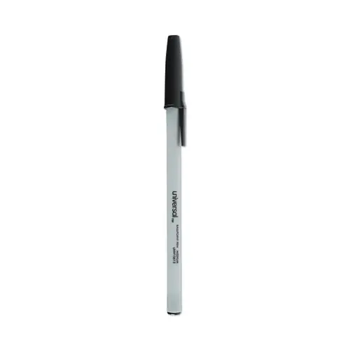 Universal™ Ballpoint Pen Value Pack, Stick, Medium 1 mm, Black Ink, Gray/Black Barrel, 60/Pack