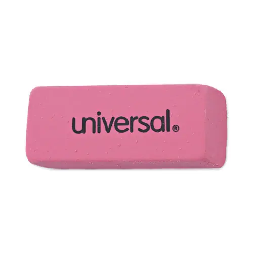 Universal® Bevel Block Erasers, For Pencil Marks, Slanted-Edge Rectangular Block, Large, Pink, 20/Pack