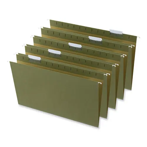 Universal® Box Bottom Hanging File Folders, Legal Size, 1" Capacity, 1/5-Cut Tabs, Standard Green, 25/Box