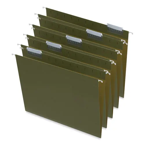 Universal® Box Bottom Hanging File Folders, Letter Size, 1" Expansion, 1/5-Cut Tabs, Standard Green, 25/Box
