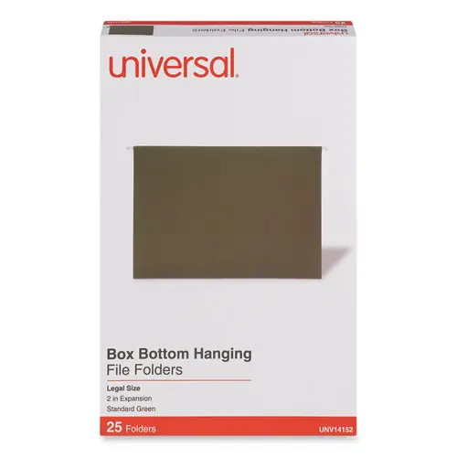 Universal® Box Bottom Hanging File Folders, Legal Size, Standard Green, 25/Box