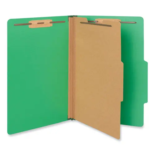 Universal® Bright Colored Pressboard Classification Folders, Legal Size, Emerald Green, 10/Box