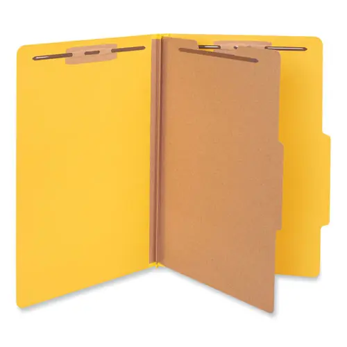 Universal® Bright Colored Pressboard Classification Folders, Legal Size, Yellow, 10/Box