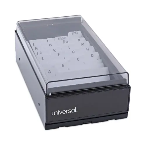 Universal® Business Card File, Metal/Plastic, Black