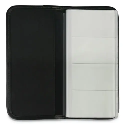 Universal® Business Card Holder, Vinyl, Black, 4.75" x 10.13"