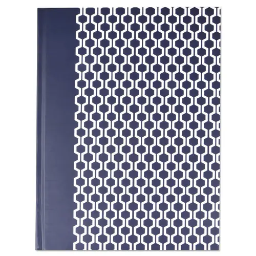 Universal® Casebound Hardcover Notebook, 1-Subject, Dark Blue/White Cover, 150 Sheets, 10.25" x 7.63"